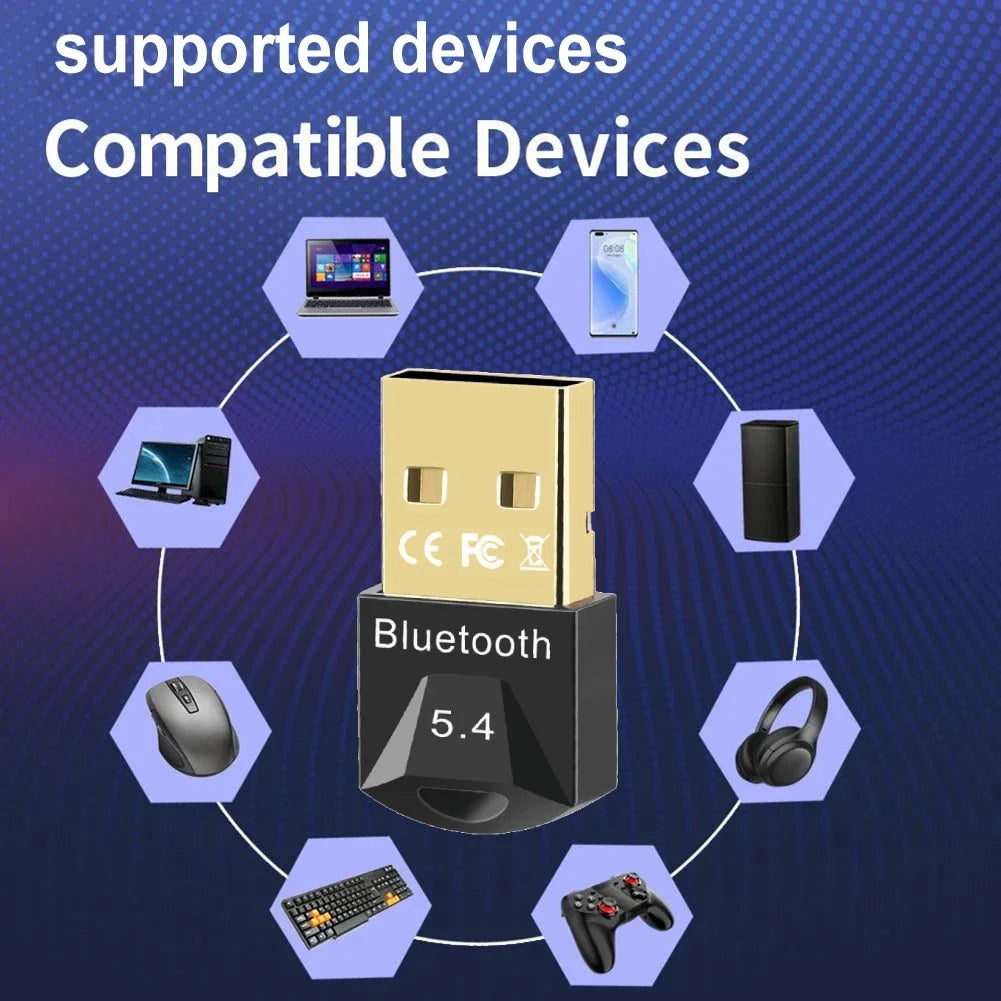 Bluetooth 5.3/5.4 Transmitter And Receiver USB Adapter Plug And Play For PC TV Car External Speakers Wireless Audio Dual Mode