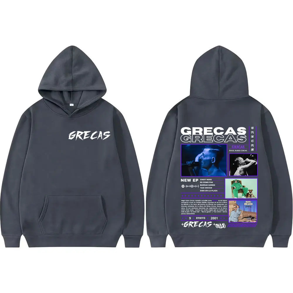 Rapper Grecas Album Tour 2025 Graphic Hoodies Men Women Harajuku Street Hip Hop Hoodie Loose Vintage Long Sleeve Sweatshirt Tops