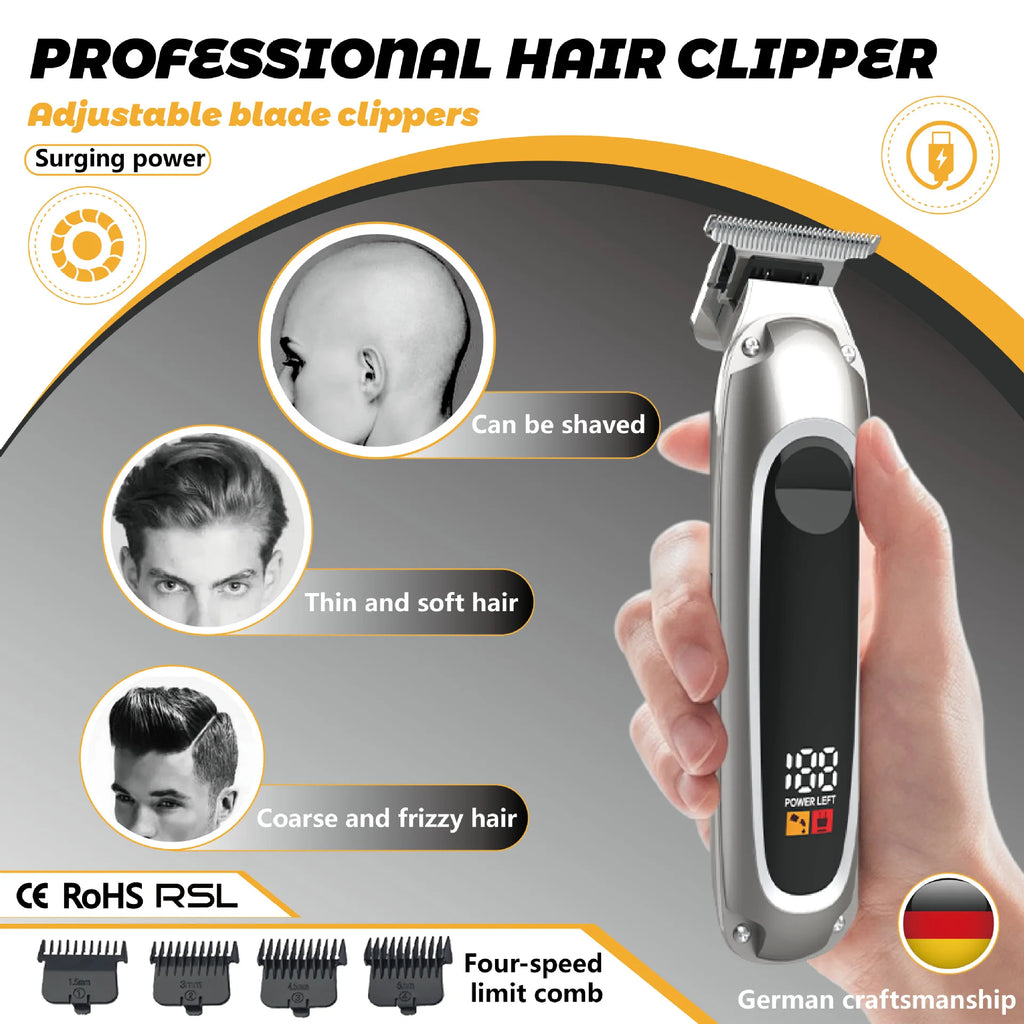 Hair Clipper New Men's Hair Trimmer Beard for Men Hair Clipper Rechargeable Electric Trimer Zero Gap Haircut Kit Machine Shaver