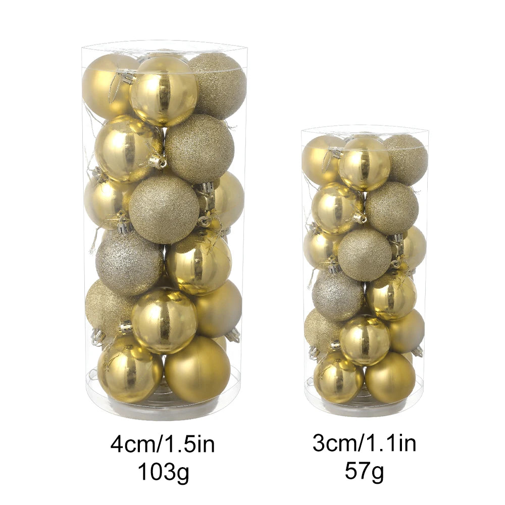24Pcs/Box 3-4cm Christmas Balls Christmas Tree Ornament Ball Xmas Hanging Tree Pendant Home Party Decor New Year Gifts