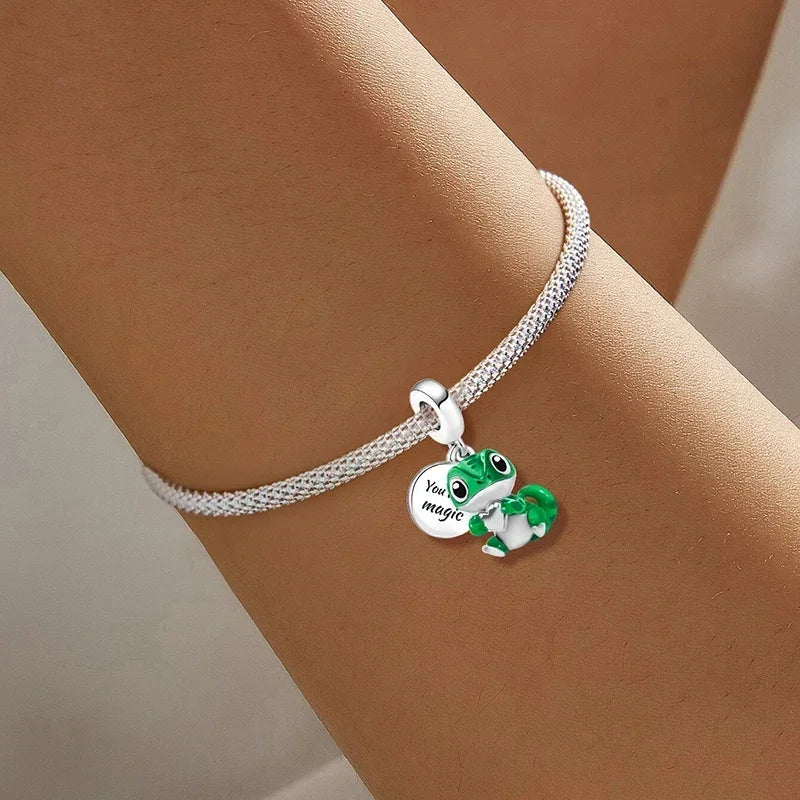 925 Sterling Silver Owl Dinosaur Panda Chameleon Cute Charm Bead Fit Diy Bracelet Bangle Making Gift of High Quality Jewelry