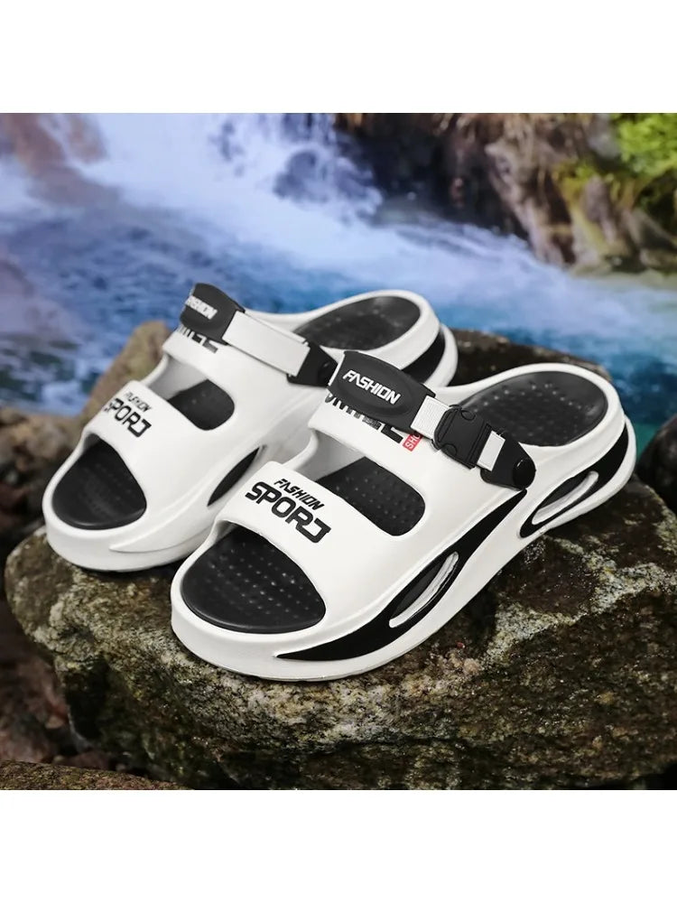 Summer Men's Slippers Beach Sandals, Casual Non Slip Soft Sole Outdoor Slides For Daily Walking Wear