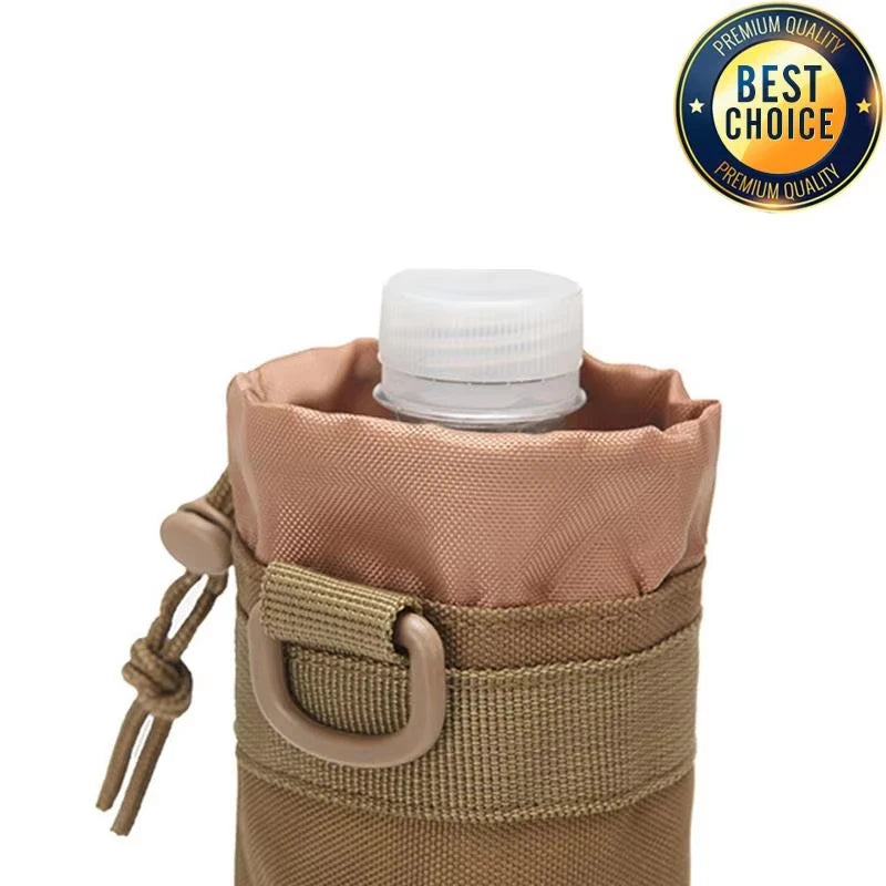 Tactical MOLLE Water Bottle Pouch, 1000D Nylon Hydration Carrier with Adjustable Drawstring for Hunting Hiking Camping Cycling