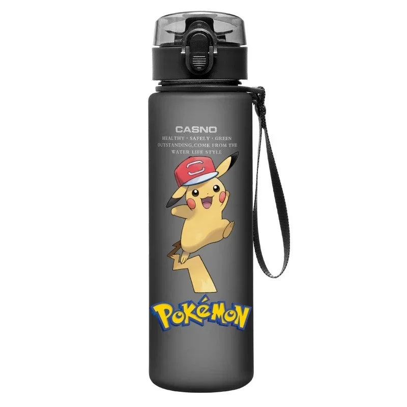 560ML Pokemon Water Cup Pikachu Mewtwo Gengar Portable Plastic Cartoon Outdoor Sports Large Capacity Travel Hiking Water Bottle