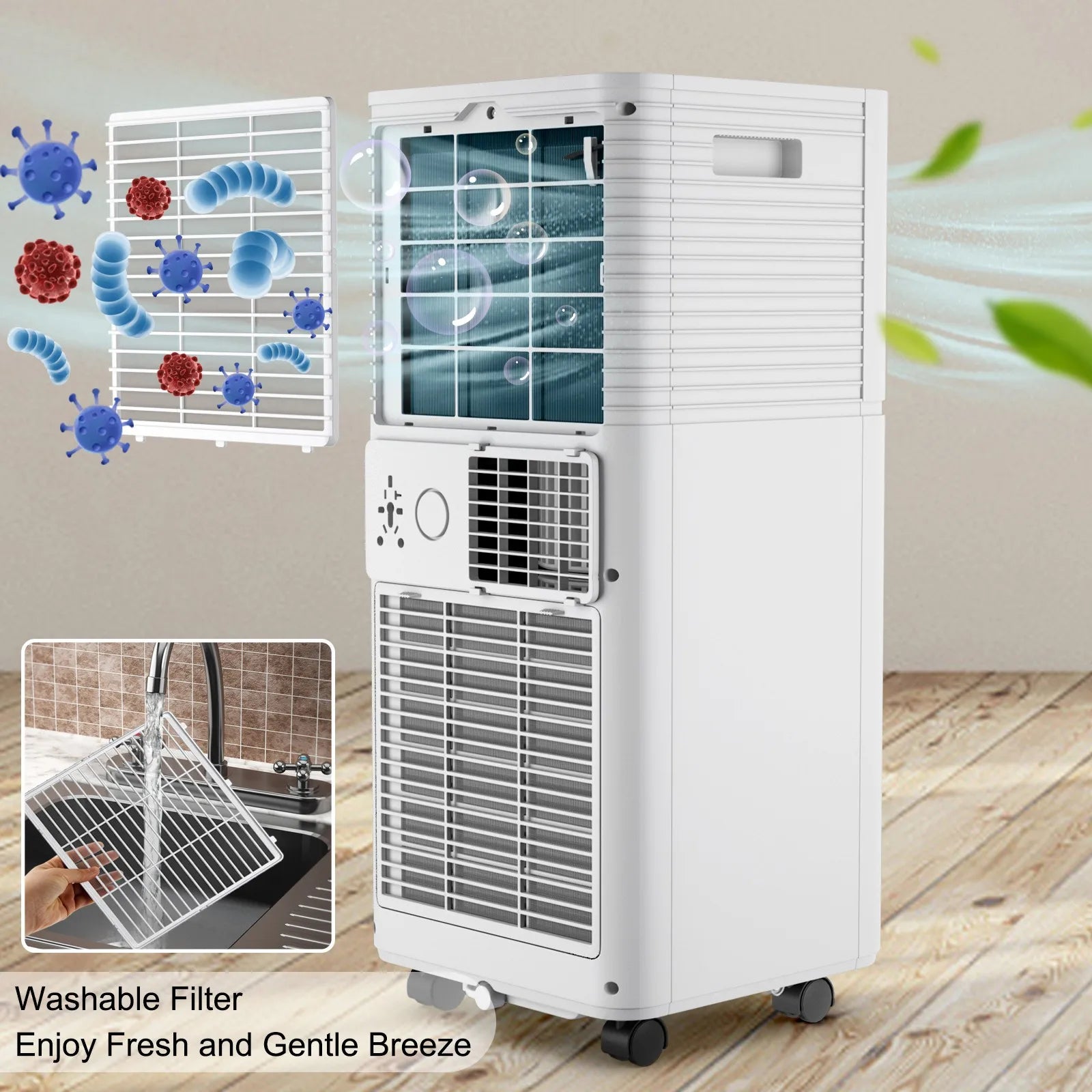 10000 BTU Portable Air Conditioner 3-in-1 Air Cooler w/Dehumidifier & Fan Mode
