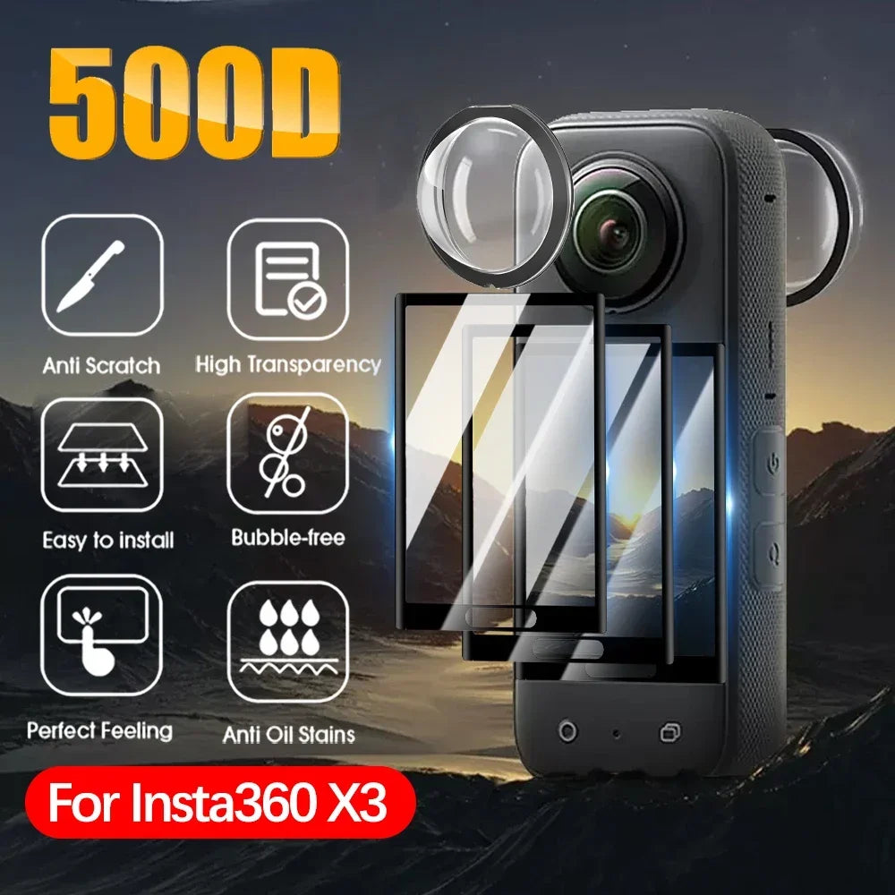 For Insta 360 X3 Self Adhesive Camera Lens Guard Front Back Camera Protectors for Insta 360 X3 HD Anti-scratch Screen Protectors