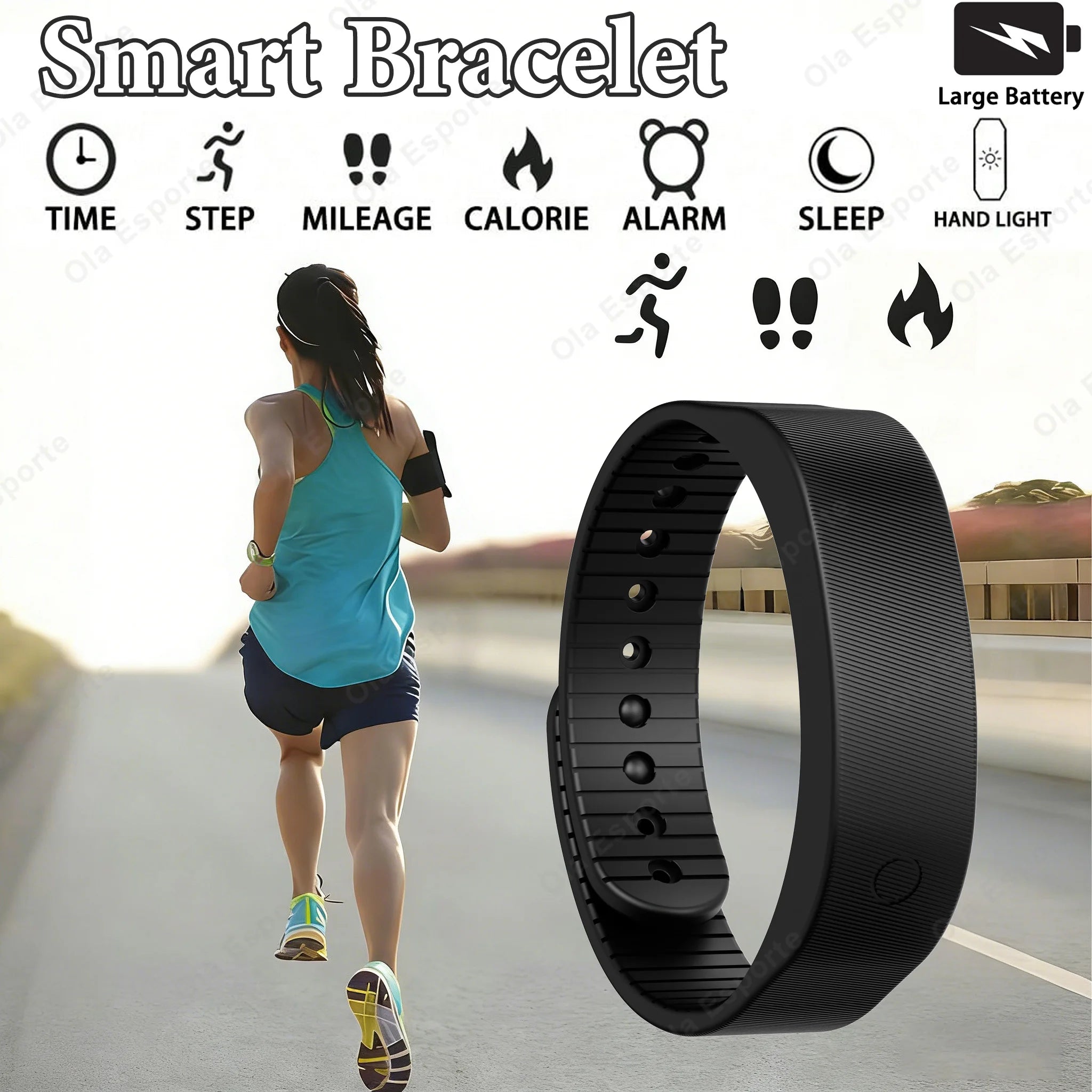Smart Bracelet Fitness Tracker Step Counter & Sleep Monitor Activity Tracker Pedometer Calorie Counter Alarms Men Women 55020FUD