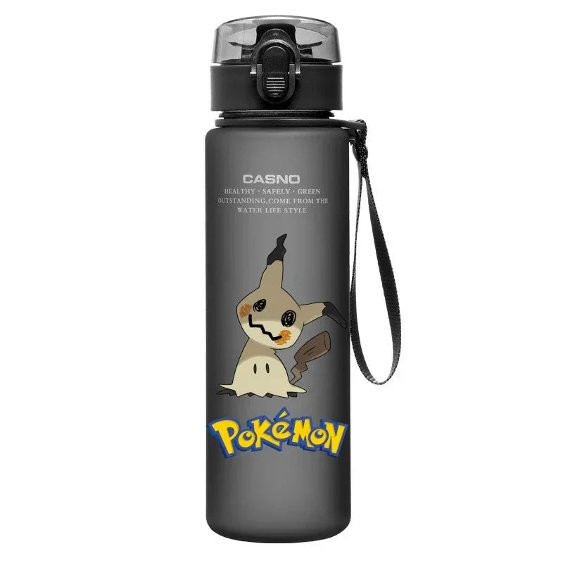 560ML Pokemon Water Cup Pikachu Mewtwo Gengar Portable Plastic Cartoon Outdoor Sports Large Capacity Travel Hiking Water Bottle