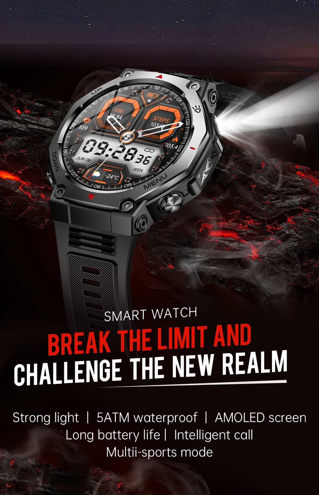Smartwatch for iPhone Andriod,wireless call dialing,sports mode,incoming call and message push,fitness tracker,health monitoring
