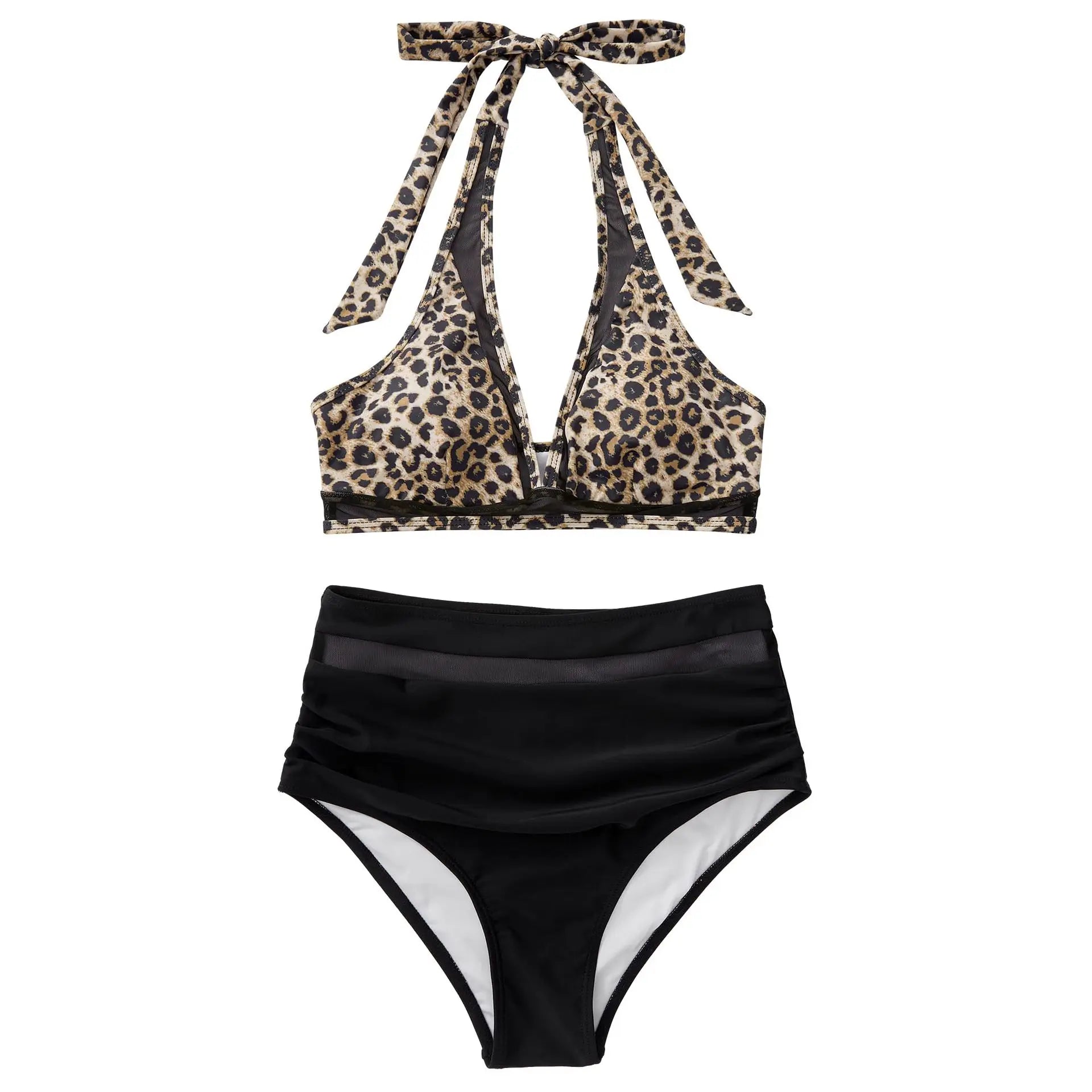 High Waist Bikini Set Sexy Push Up Swimsuit Women Black Beachwear Tummy Control Swimwear Adjustable Bathing Suit Bikinis 2024