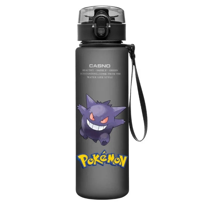 560ML Pokemon Water Cup Pikachu Mewtwo Gengar Portable Plastic Cartoon Outdoor Sports Large Capacity Travel Hiking Water Bottle