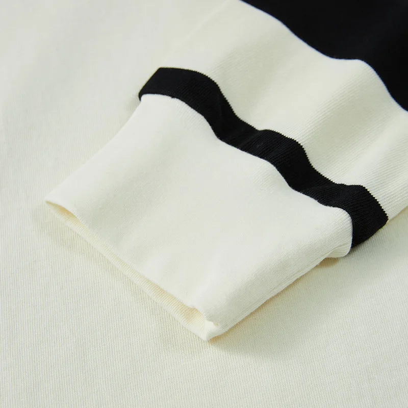 280G Heavyweight Dual Yarn Cotton Spring Fall Fashion Zebra Stripe T-shirt Men's Long Sleeve Casual Loose Tee Premium Basic Tops