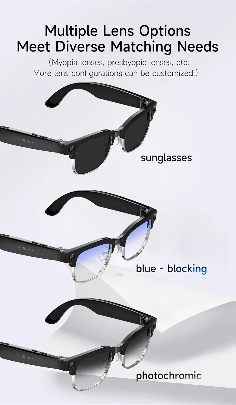 4K HD Upgrade Smart Glasses With Camera Video Recording AI Photo Recognition Bluetooth Call Translation Voice Sunglasses Men