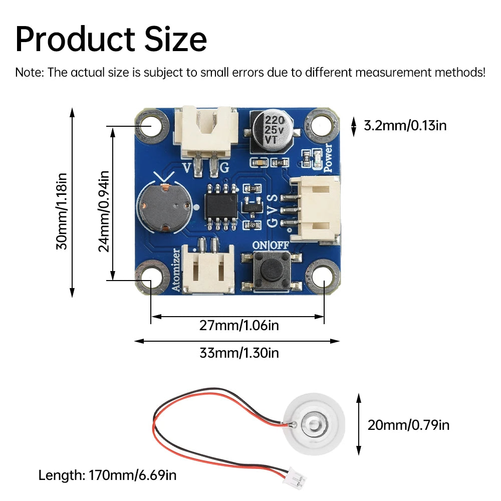 Humidifier Atomizer Driver Module DC 3-4.5V Ultrasonic Spray Supports Single-Chip Microcomputer Programming Control