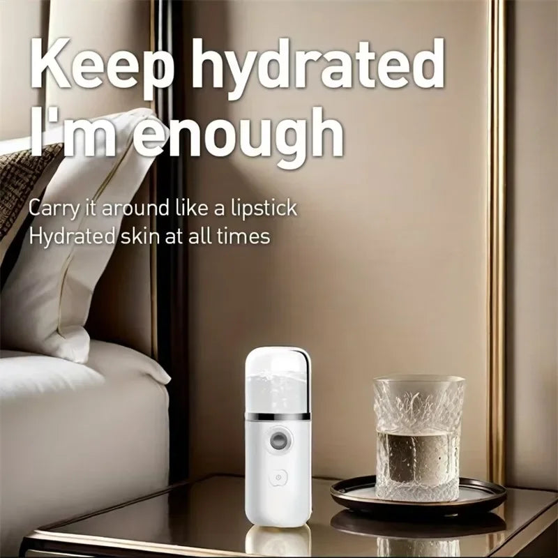 Portable Mini Ultrasonic Humidifier Facial Sprayer Beauty Device Moisturizing Skin Care USB Rechargeable Skincare Tool
