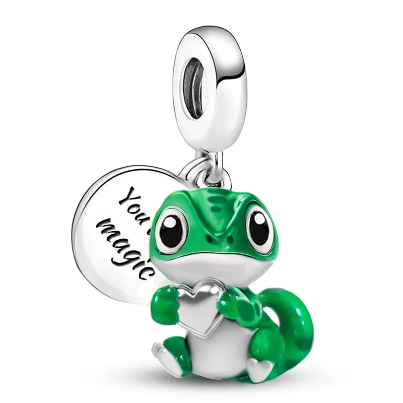 925 Sterling Silver Owl Dinosaur Panda Chameleon Cute Charm Bead Fit Diy Bracelet Bangle Making Gift of High Quality Jewelry