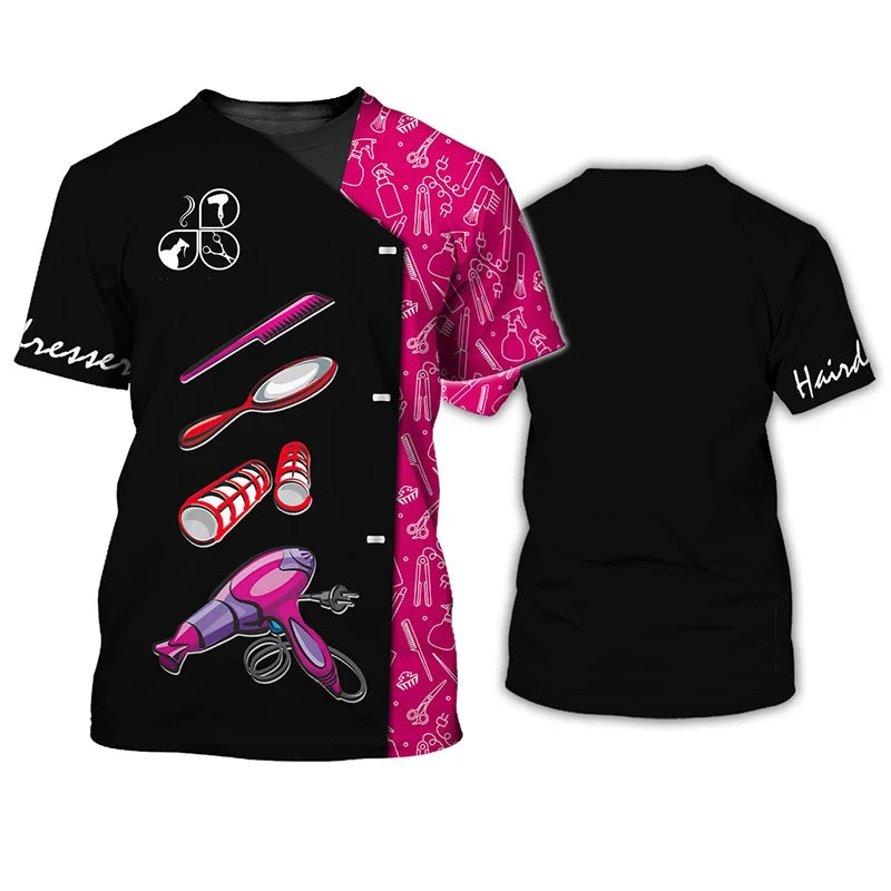 Hairdresser  Men's Fashion 3D Printed T-shirt Casual Fun Short Sleeve Barber Men's Graphic T-shirt Tees Y2k Tops Mens Clothing