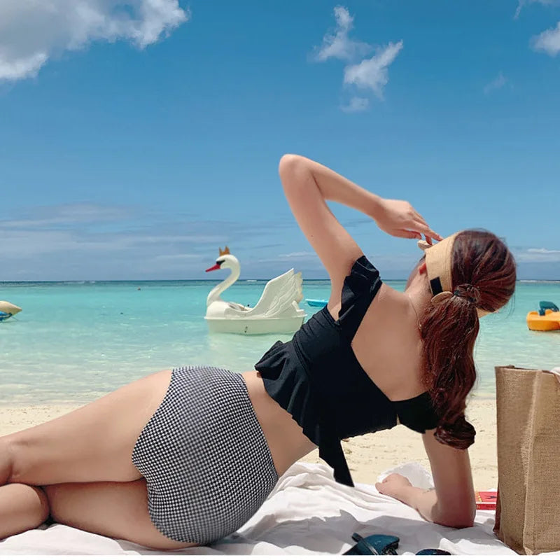 High Waist Women's Bikini Set Padded Ruffle Biquini Suit Two Pieces Swimwear Swimsuit High Quality Beach Suit 2023