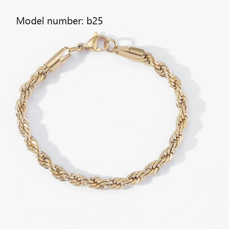 2026 Classic Snake Chain Bracelets Women Trend Gold Plated Stainless Steel Cuban Chain Bracelet Trendy Female Gifts Jewelry