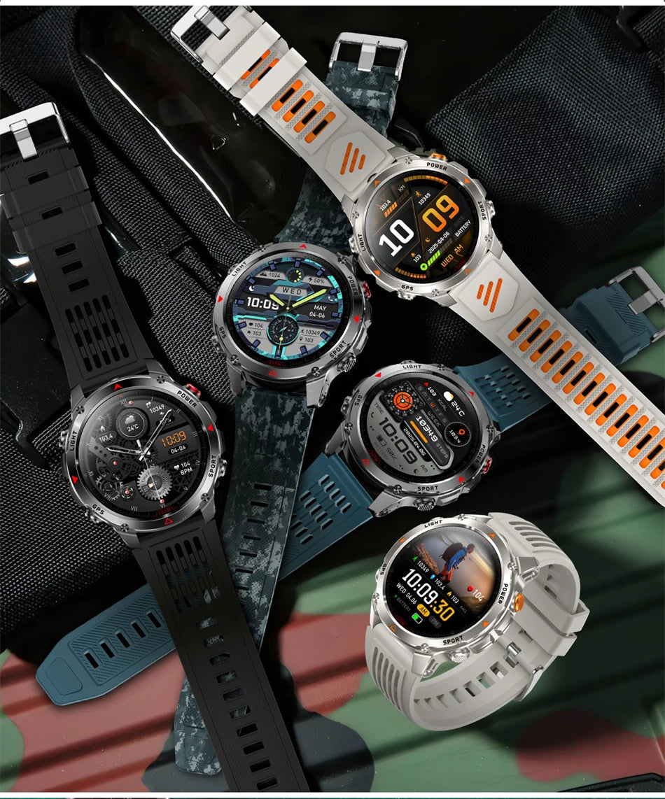 New Military GPS Sports Smart Watch Men Support GNSS Swim 3ATM Waterproof Compass Altimeter BT Call Outdoor Sports Smart Watch