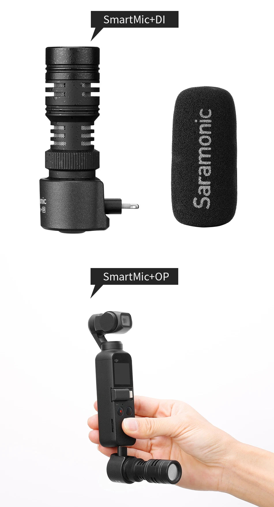 Saramonic SmartMic + Di/UC Tipe-C Rigtinggewende Mikrofoon met Skuimwindskerm vir IOS iPhone 13 11 7 7 plus Android-slimfone