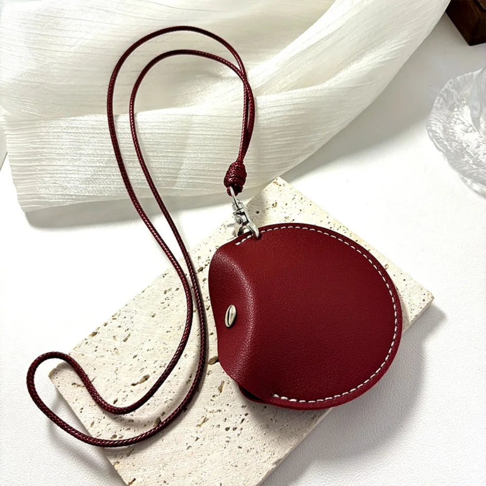 1PC Portable Headphone Organizer Bag Handy Small Object Storage Bag Hanging Neck Pouch Durable Multifunction Leather Coin Wallet
