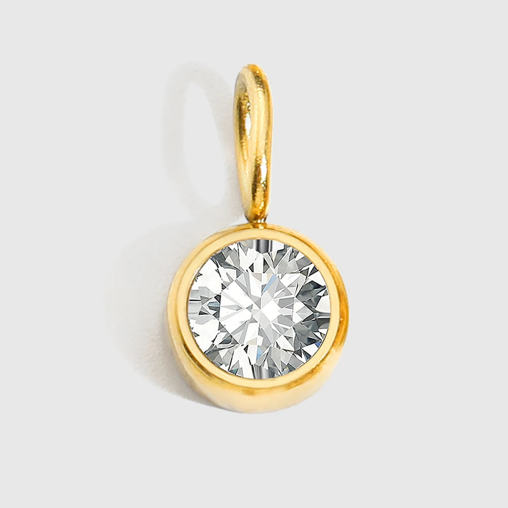 St-Delan Stainless Steel Round Bezel CZ Birthstone Charms Multicolor Crystal Pendant for DIY Jewelry Making