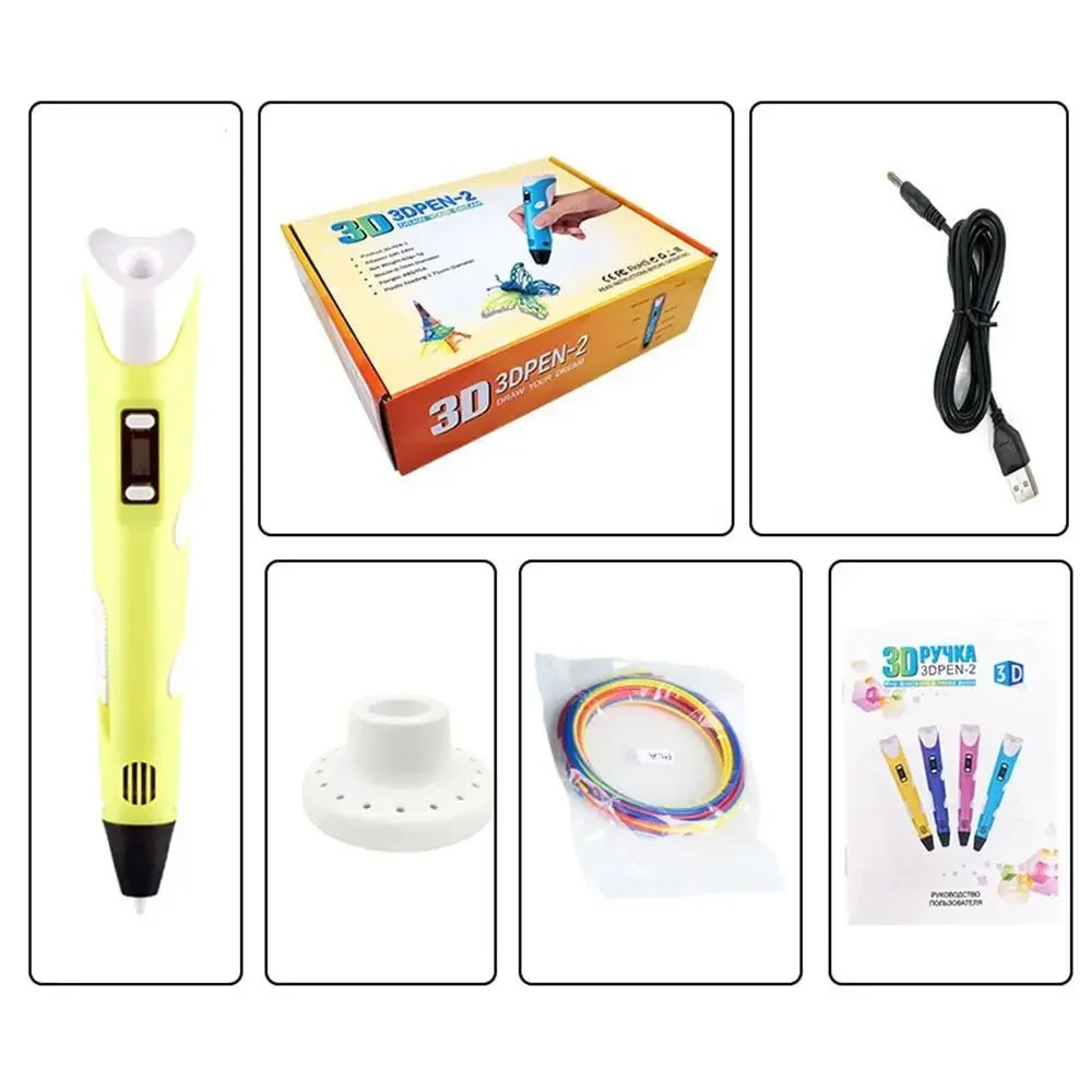 3D Printing Pen Arts Printer Set PLA Filament Drawing Print For Kids Adult Creative Toy Gift 36M PLA Filaments +USB 3D Pens
