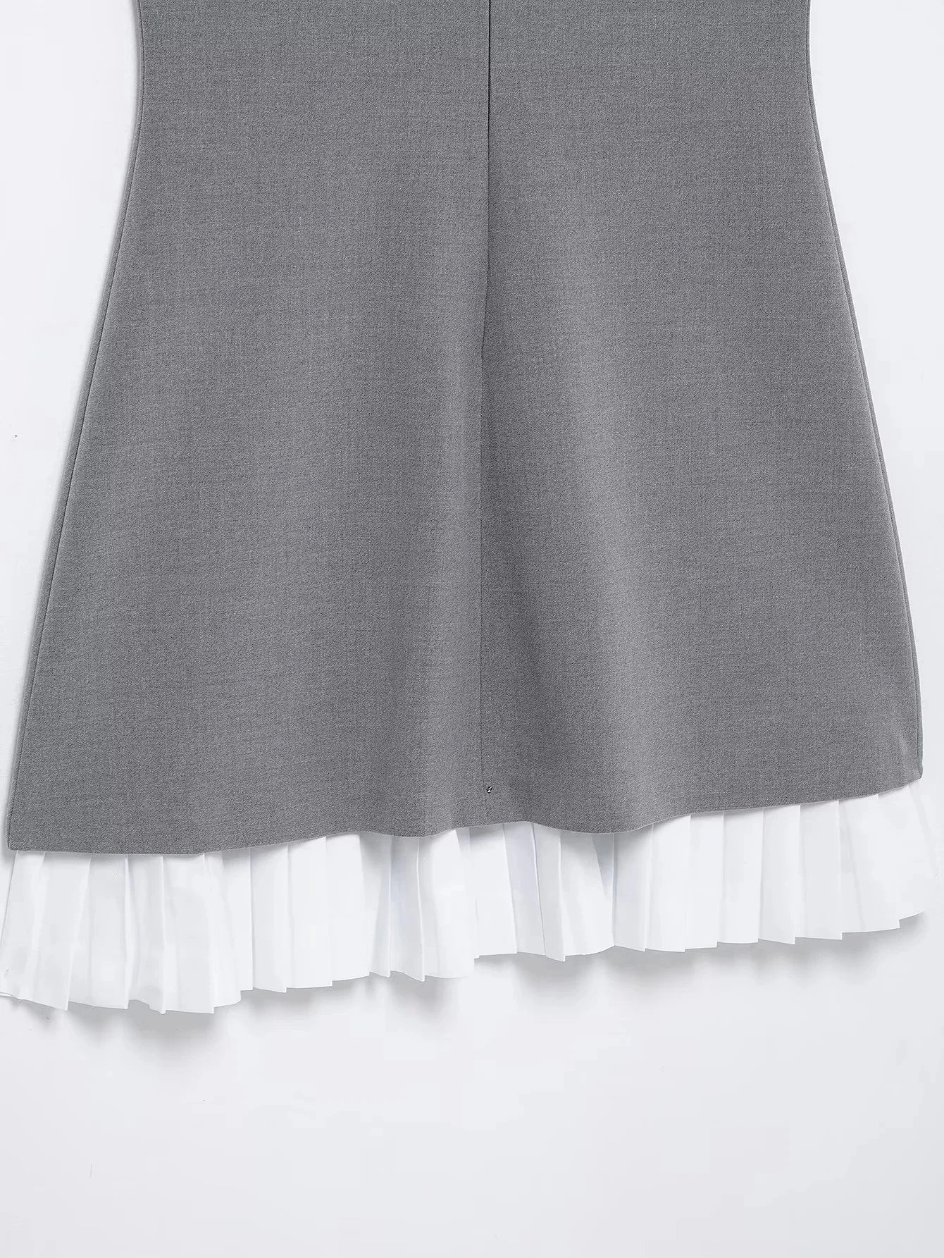 KONDALA Sleeveless O-Neck Mini Gray Dress for Women Sexy Patchwork Zipper Club Casual Fashion Spring Summer 2025 Vintage Dresses