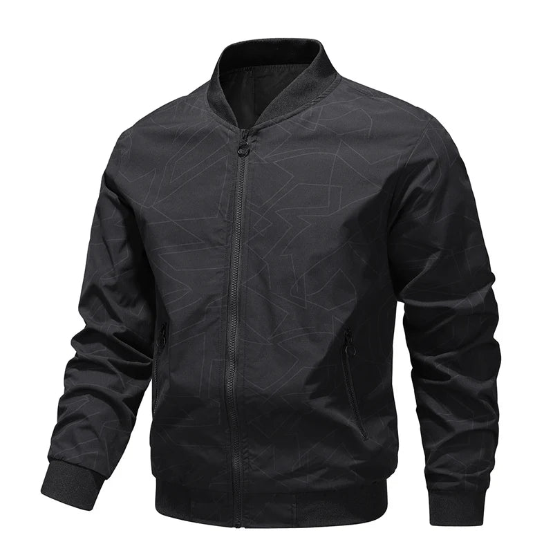 2025 Spring and Autumn New Baseball Collar Short Loose Solid Color Jacket Men's Business Casual Thin Coat Trend Size M-5XL