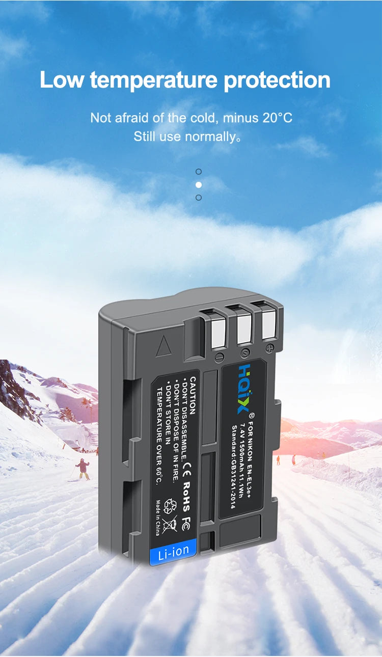 HQIX for Nikon D50 D70 D70S D80 D90 D100 D200 D300 D300S D700 Camera EN-EL3E Charger Battery