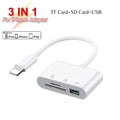 3-in-1 Lightning TypeC to SD & TF Card USB Camera Adapter For iPhone iPad Card Reader USB Dongle for USB Flash Plug  Play