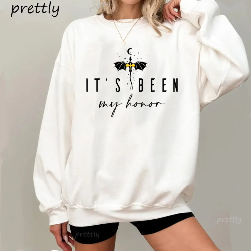 Fourth Wing Sweatshirt Vintage Pullover Dragon Rider Bookish Hoodies Fantasy Book Lover Streetwear Long Sleeve Women's Clothing