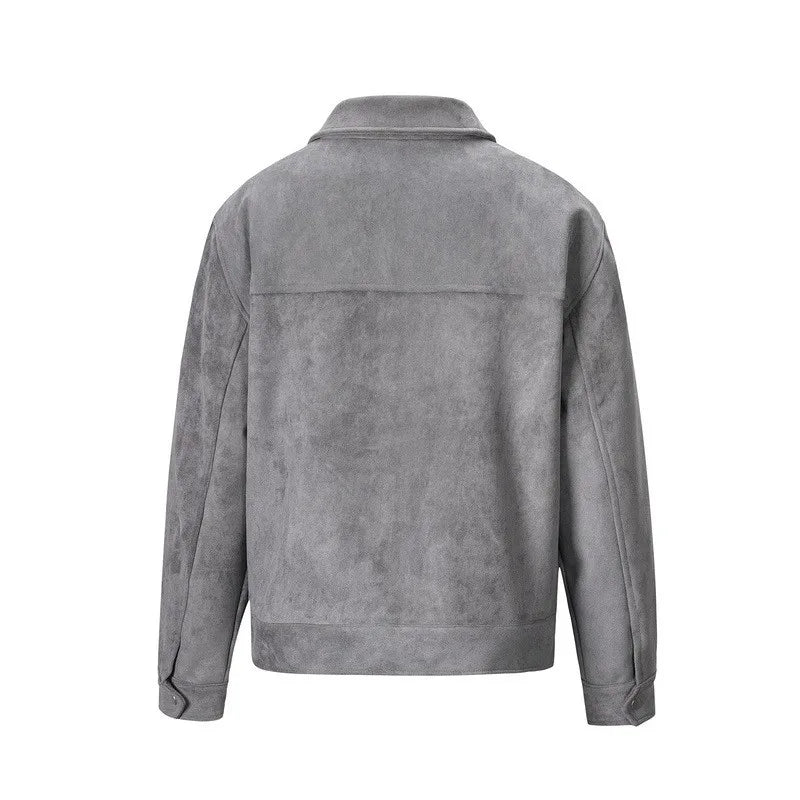 Autumn Jackets Oversize Casual Clothes High Street Pockets Laper Zipper Suede Thick Coat Mens Windbreaker Loose