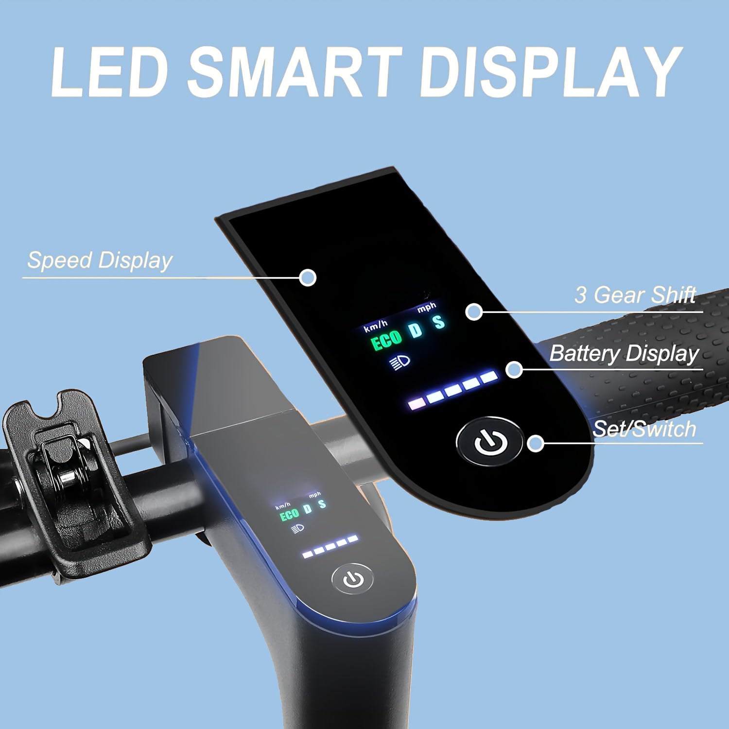 LADPED Electric Scooter, with a Motor Rated at 350/500W, Features a 36V Battery Ranging from 5.2AH to 10.5AH, Equipped with 8.5-Inch Anti-Slip Solid Tires