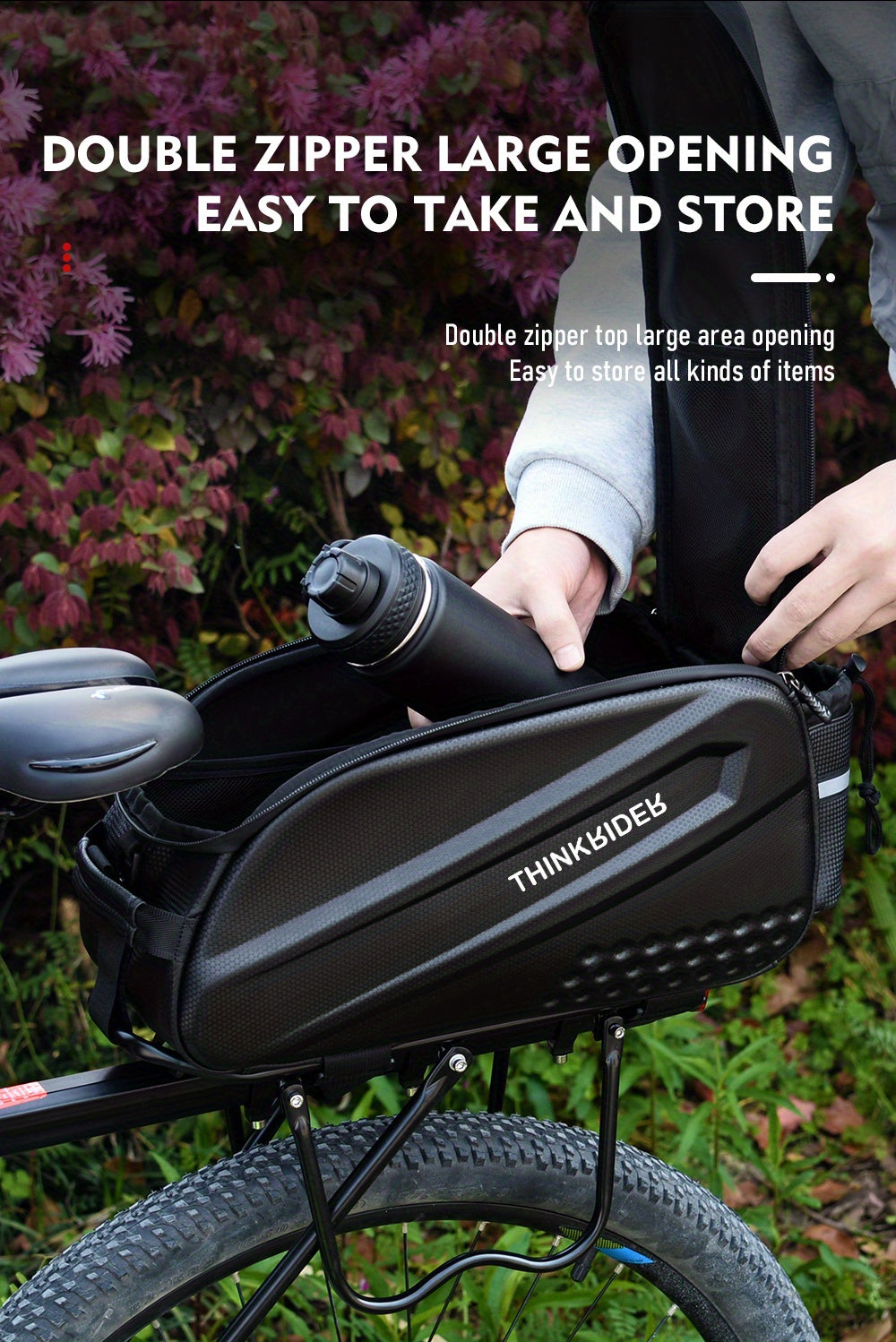 14L Hard Shell ThinkRider Bicycle Rear Hunch Bag - Anti-Splash Material, Rain Cover Included