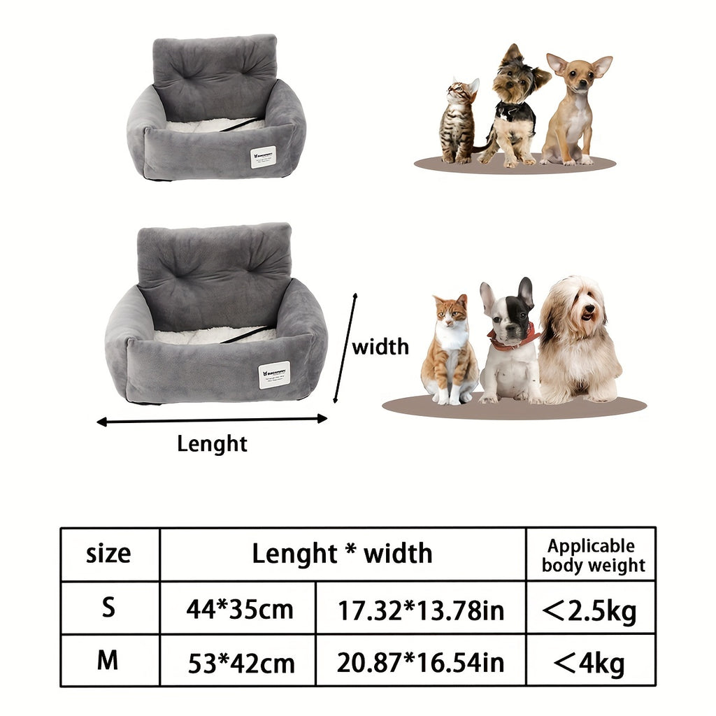 [Gray Pet Carrier] Soft Gray Pet Carrier, Car Seat for Cats and Small Dogs | Adjustable Straps, Ergonomic Design for Safe Travel, Secure Fit for Vehicles