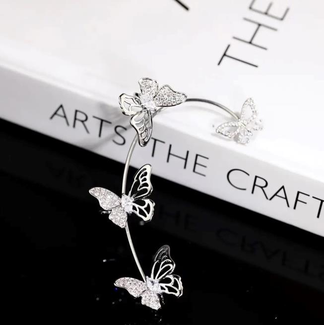 Elegant Butterfly Ear Clips | No-Piercing, All-Season, Plated K, Glass Mosaic, By Yugeweer