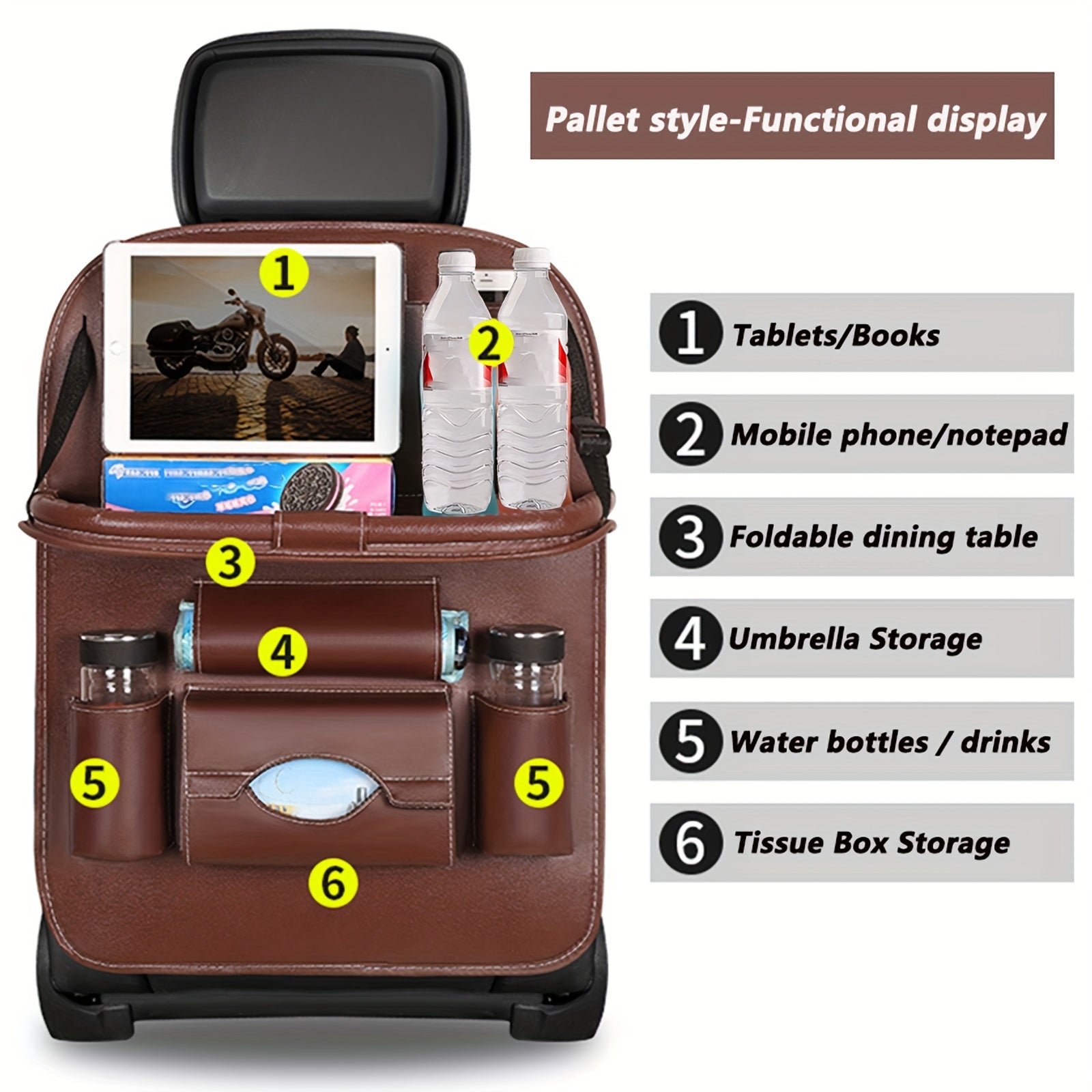 Upgrade Your Car With This Luxury PU Leather Storage Bag And Tray - Perfect For Snacks And Toys!