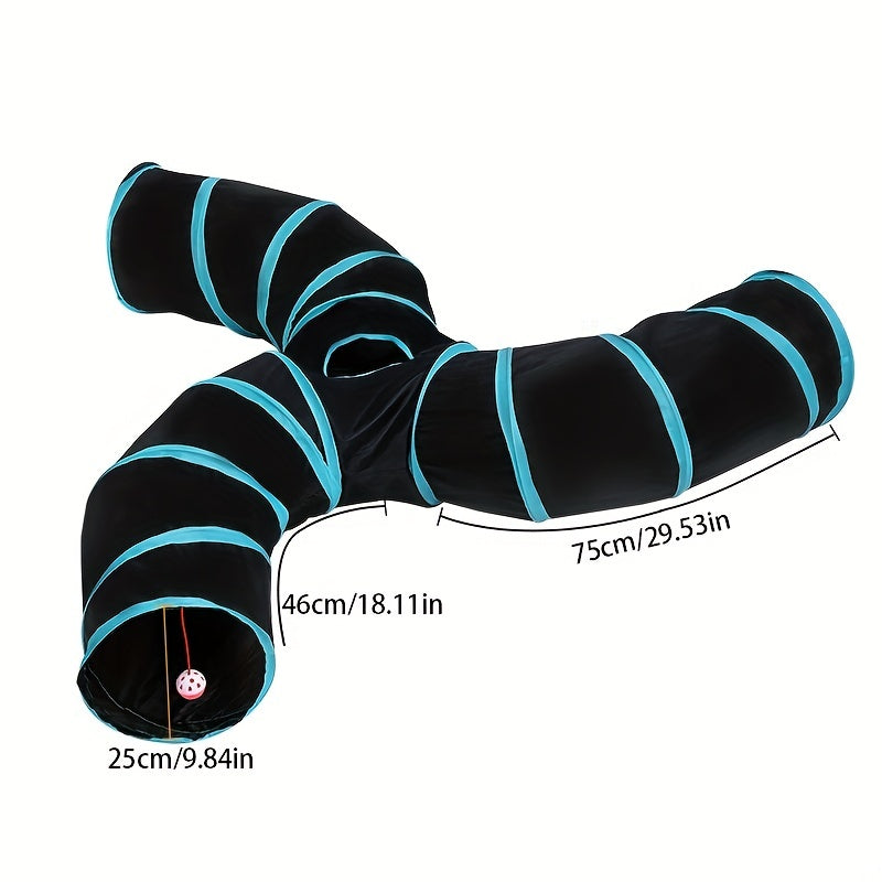 Cat Tunnel for Indoor Cats Large with Play Ball 2/3/4/5 Way Collapsible Interactive Peek Hole Pet Tube Toys for Puppy, Kitty, Kitten, Rabbit