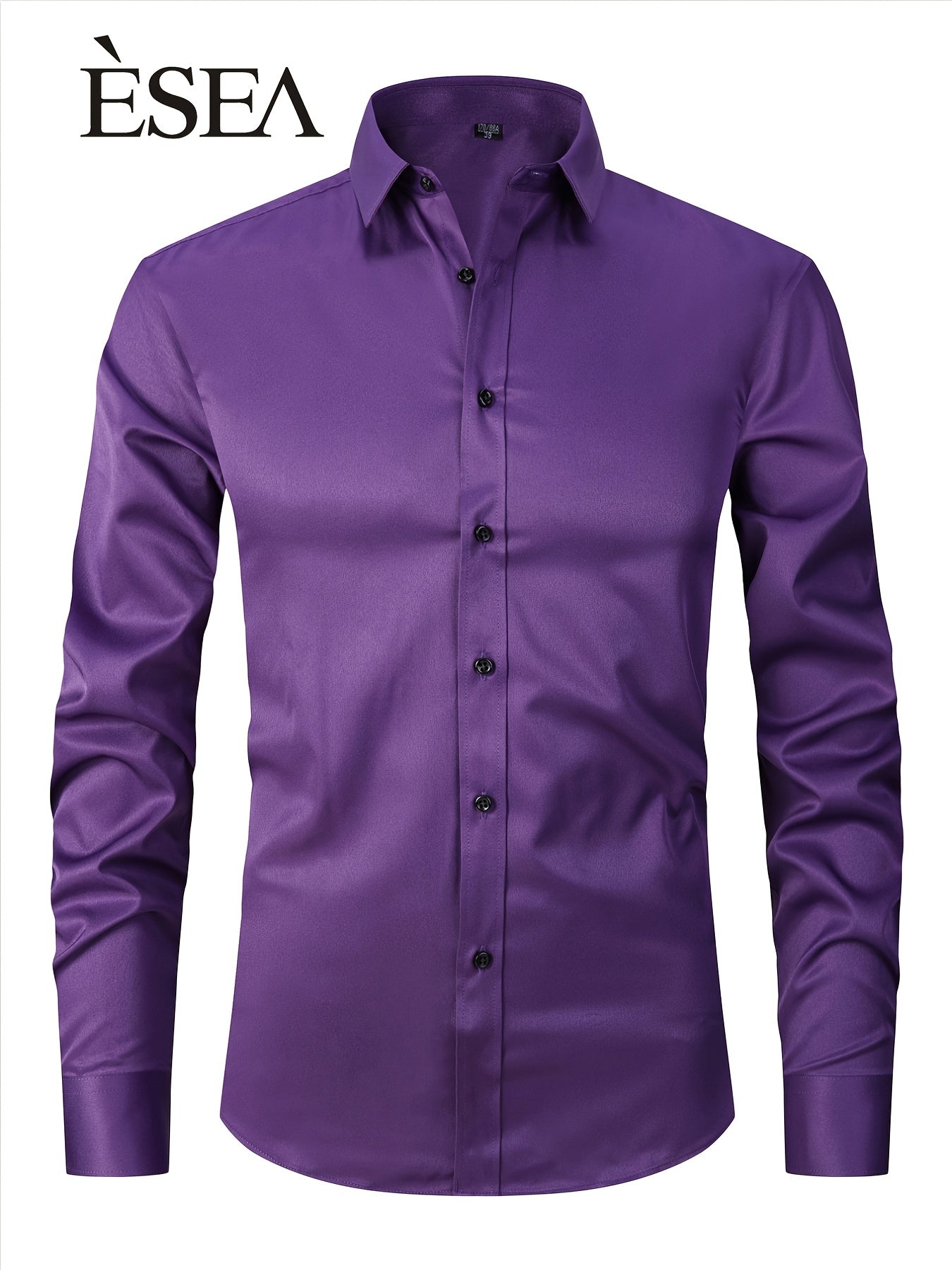 Men'S Stretch Slim-Fit Formal Shirt Without Pockets, Light Business Turn- Collar Long-Sleeved Shirt, Men'S Business Shirt, Wrinkle-Resistant And Durable Solid Color Formal Long-Sleeved Shirt with Buttons And Pockets, Suitable