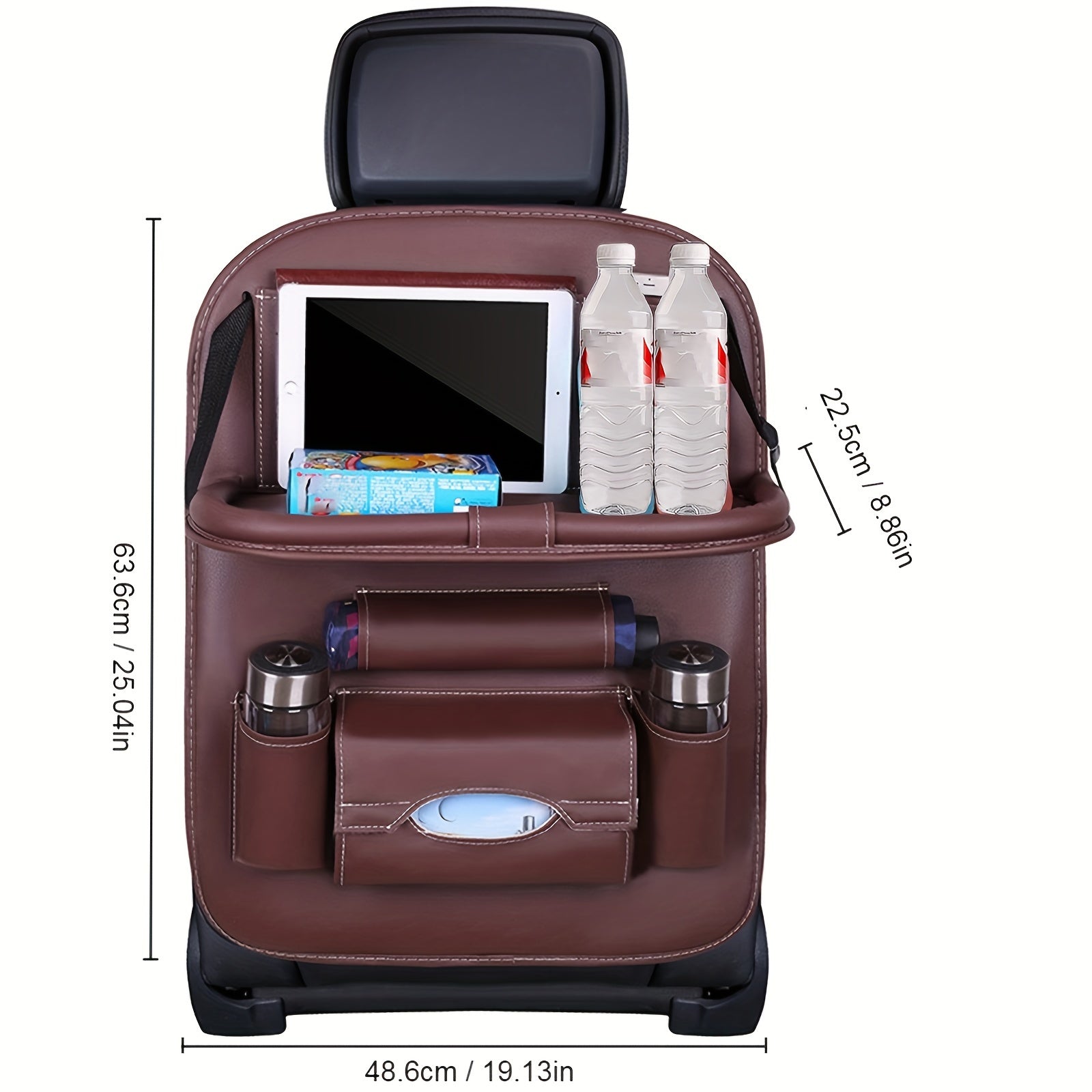 Upgrade Your Car With This Luxury PU Leather Storage Bag And Tray - Perfect For Snacks And Toys!