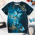 Teen Girls Butterfly Graphic T-Shirts - Soft Slight Stretch Polyester Crew Neck Short Sleeve Casual Tees for Summer - Machine Washable, No Dry Clean, Regular Fit, No Chest Pad, Conventional Contour
