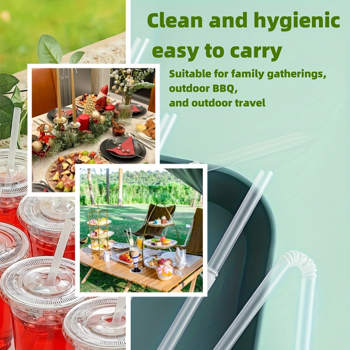 100pcs Recyclable, And Degradable Food Grade Plastic Straws, Independent Packaging Elbows For Beverage Water Cups Eid Al-Adha Mubarak