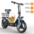 Electric Scooter with Seat, 30 Miles Long Range & 20Mph Top Speed, 14" Pneumatic Tire, Height Adjustable Seat &Handlebar, Dual Suspensions Commuting Scooter with Basket