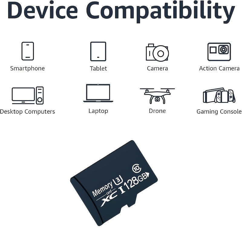 Micro SDXC Memory Card, U3, Read Speed Up To 100 MB/s 32G 64G 128G Full HD Suitable For Cell Phones, Cameras, Car Loggers, Company Security, Home Monitoring, Drones, Aerial Models
