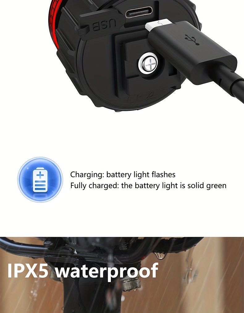 TWOOC Smart Bike Rear Light, Auto Start Stop Brake Sensing LED Charging Cycling Smart Bicycle Taillight