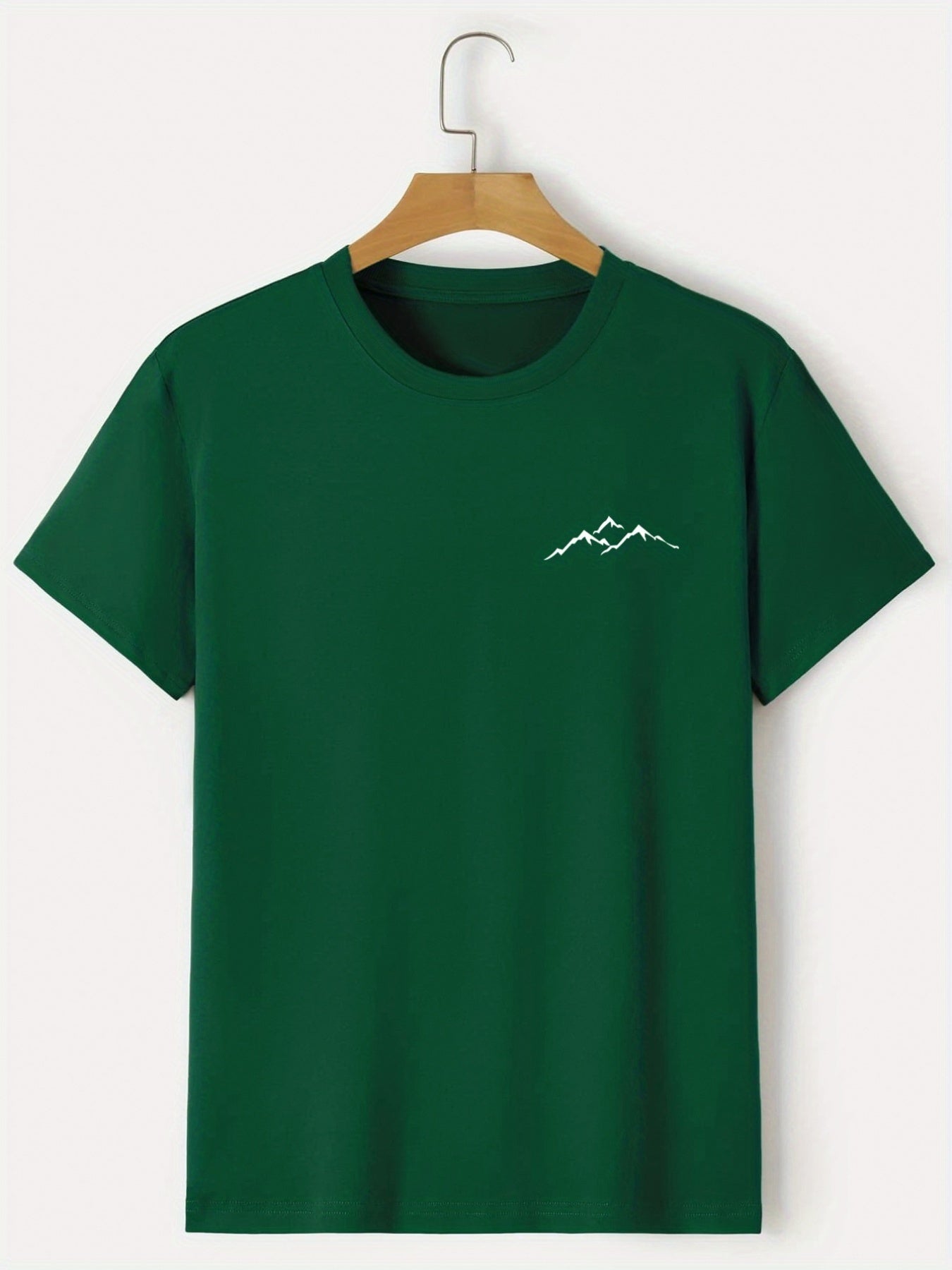 Plus Size Mountain Men's Casual Trendy Graphic Print Comfortable Crew Neck Short Sleeve T-shirts, Summer Oversized Loose Tees