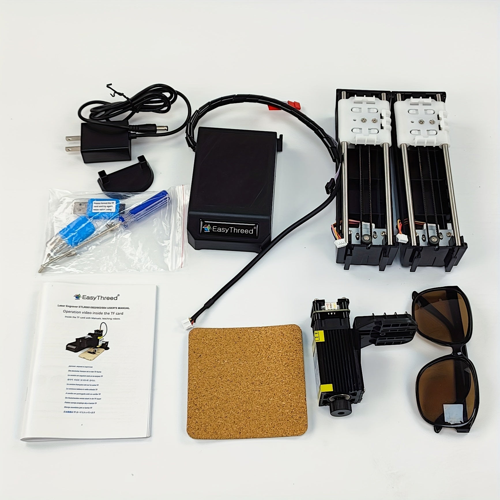 EasyThreed 0,5W Lasergravierer für Anfänger, DIY-Gravurbereich 100x100mm, kabellose Smartphone-Konnektivität, APP-Steuerung für iOS & Android, Kunststoffmaterial, 110V/220V Stromversorgung, US-Stecker, elektronische Komponenten enthalten