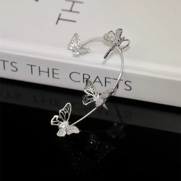 Elegant Butterfly Ear Clips | No-Piercing, All-Season, Plated K, Glass Mosaic, By Yugeweer